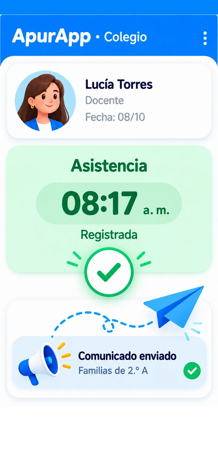 Registro de asistencia y confirmación de comunicado enviado a las familias